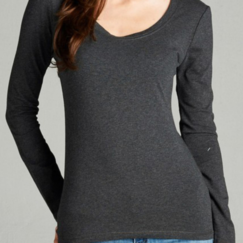 Long Sleeve Scoop Neck Basic Top